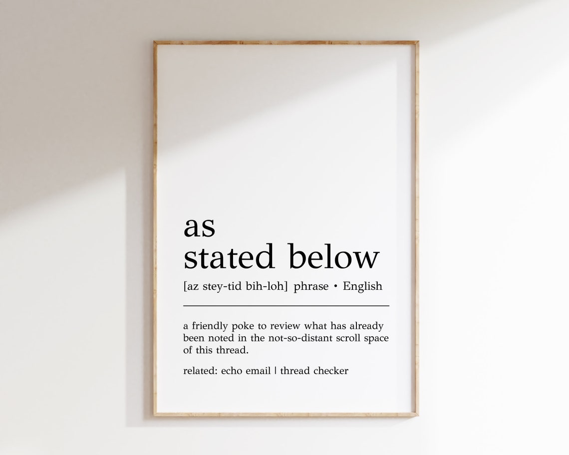 Funny As Stated Below Email Phrase Definition Office Humor Poster