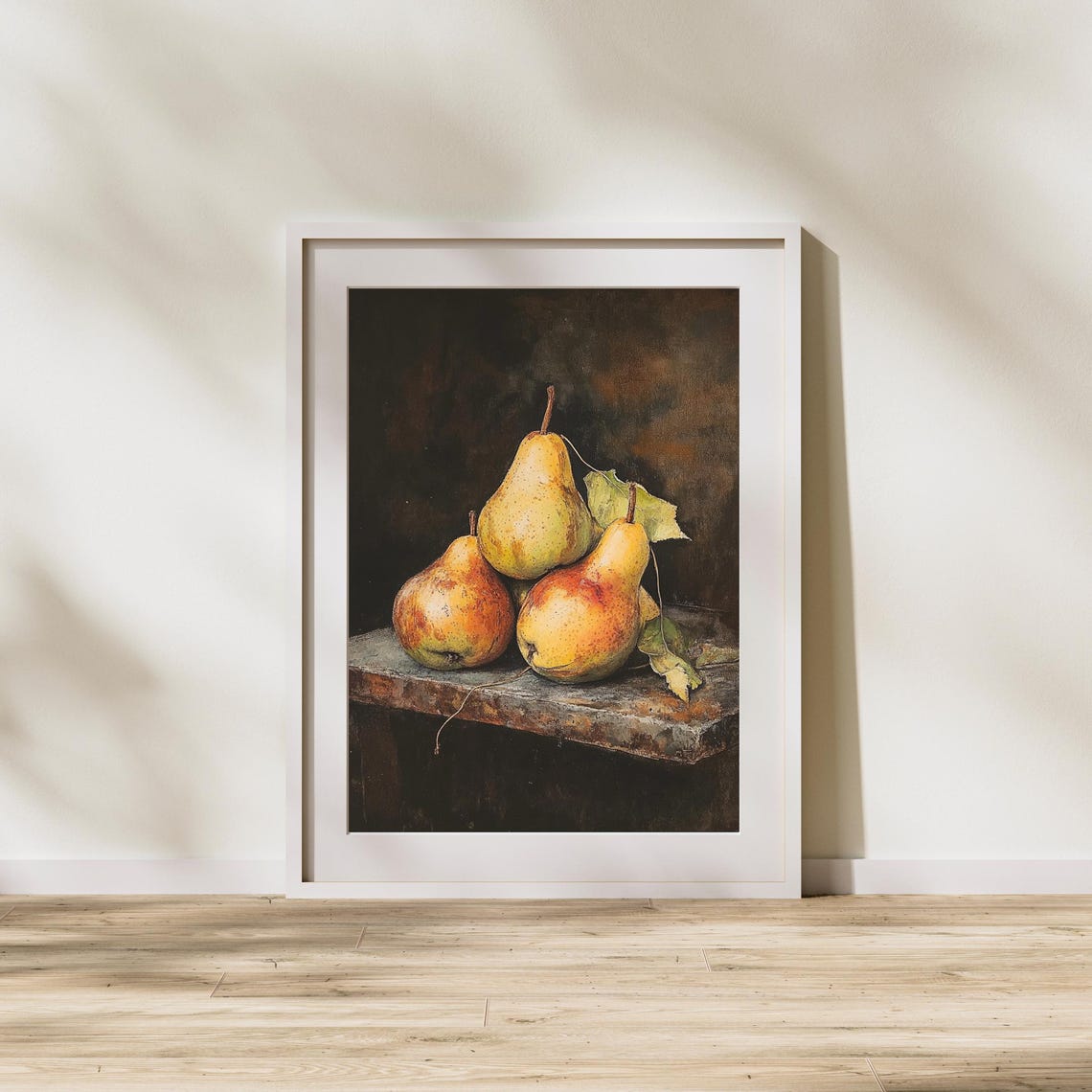 Golden Pear Rustic Dark Still Life Farmhouse Kitchen Art Poster - Image 2
