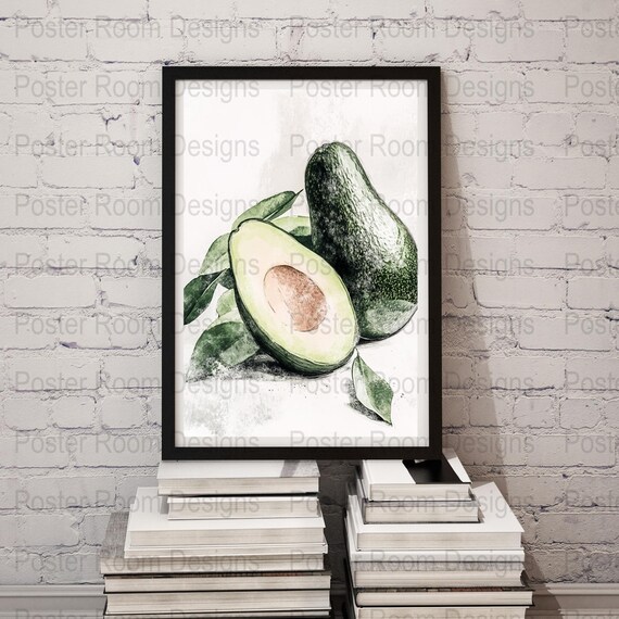 Avocado Art Print Kitchen Wall Decor Watercolor Fruit Print Farmhouse Style Wall Art Home Decor