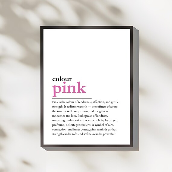 Colour Pink Dictionary Definition Quote Minimalist Decor Poster