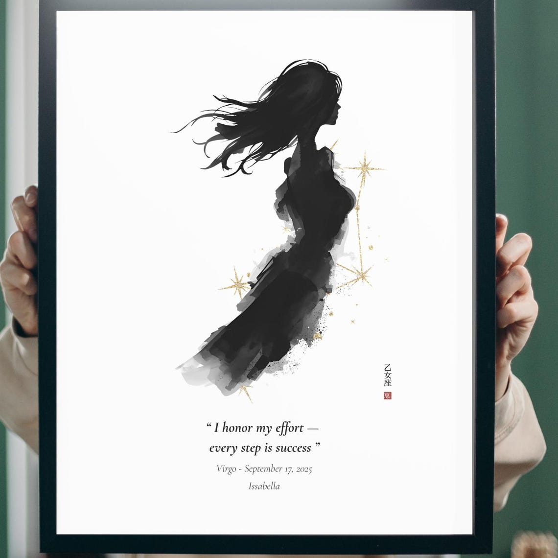 Custom Virgo Zodiac Poster August 23september 22 Birthday Gift Sumi Ink Constellation Wall Art Astrology Horoscope Decor