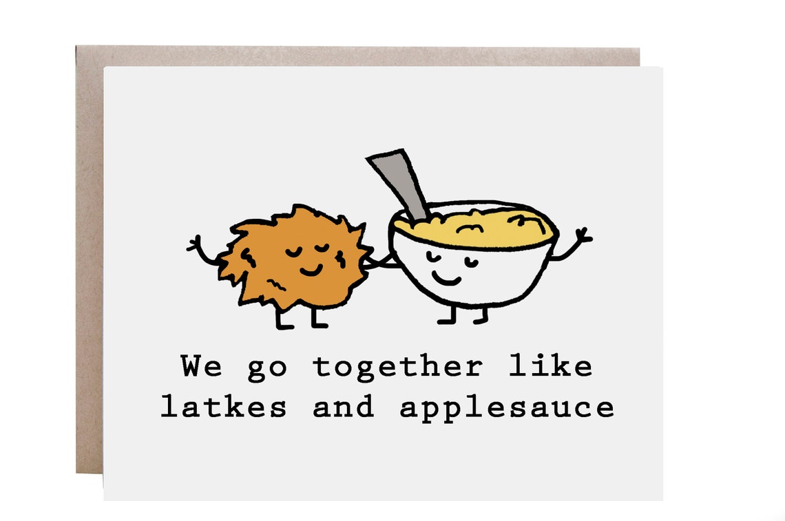 Latkes and Applesauce Hanukkah Together Love Card Poster Gift