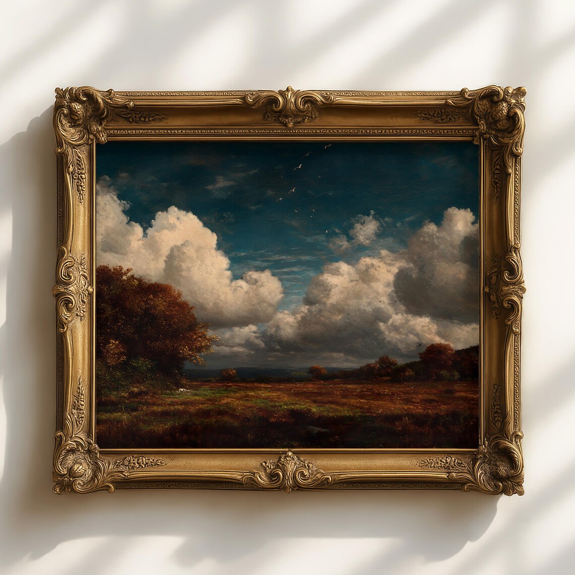 Vintage Autumn Cloudy Landscape Art Print
