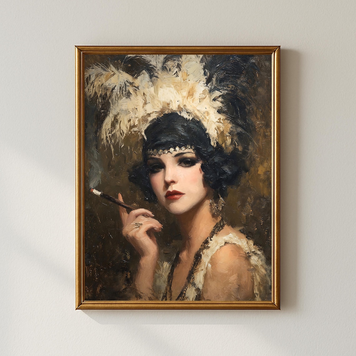 1920s Showgirl Vintage Glam Oil Painting Print