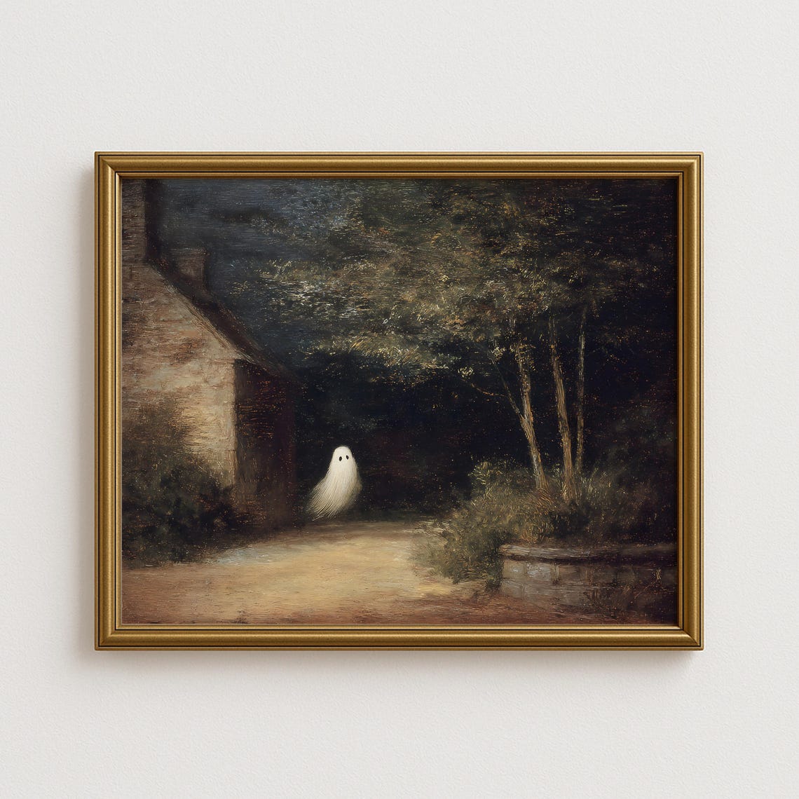 Whimsical Wall Art Vintage Gothic Halloween Print Spooky Rustic Landscape Painting Dark Academia Haunted Home Decor