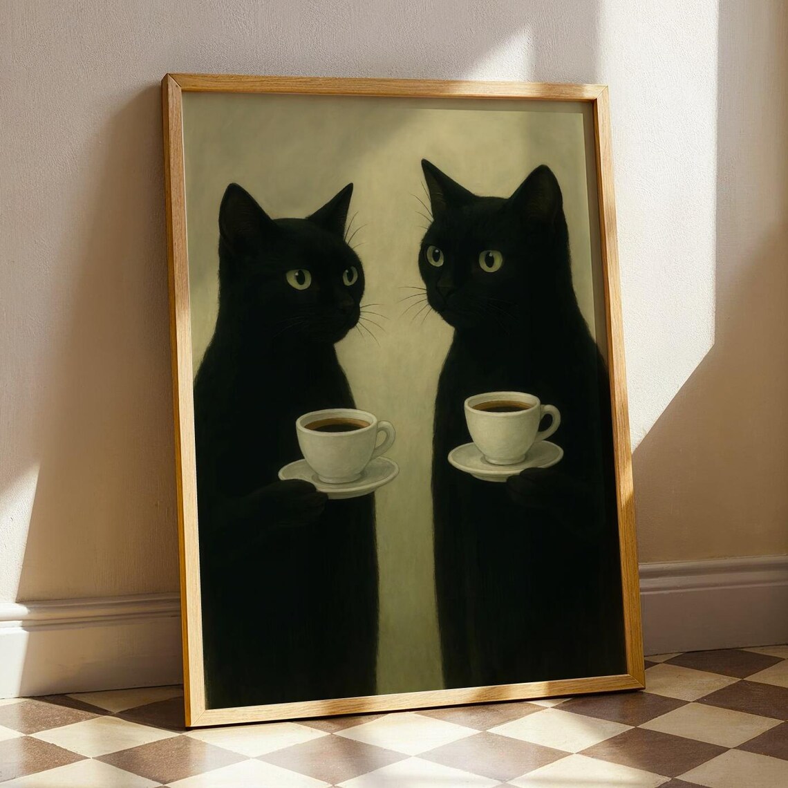 Black Cat Coffee Bar Poster, Funny Kitchen Wall Art