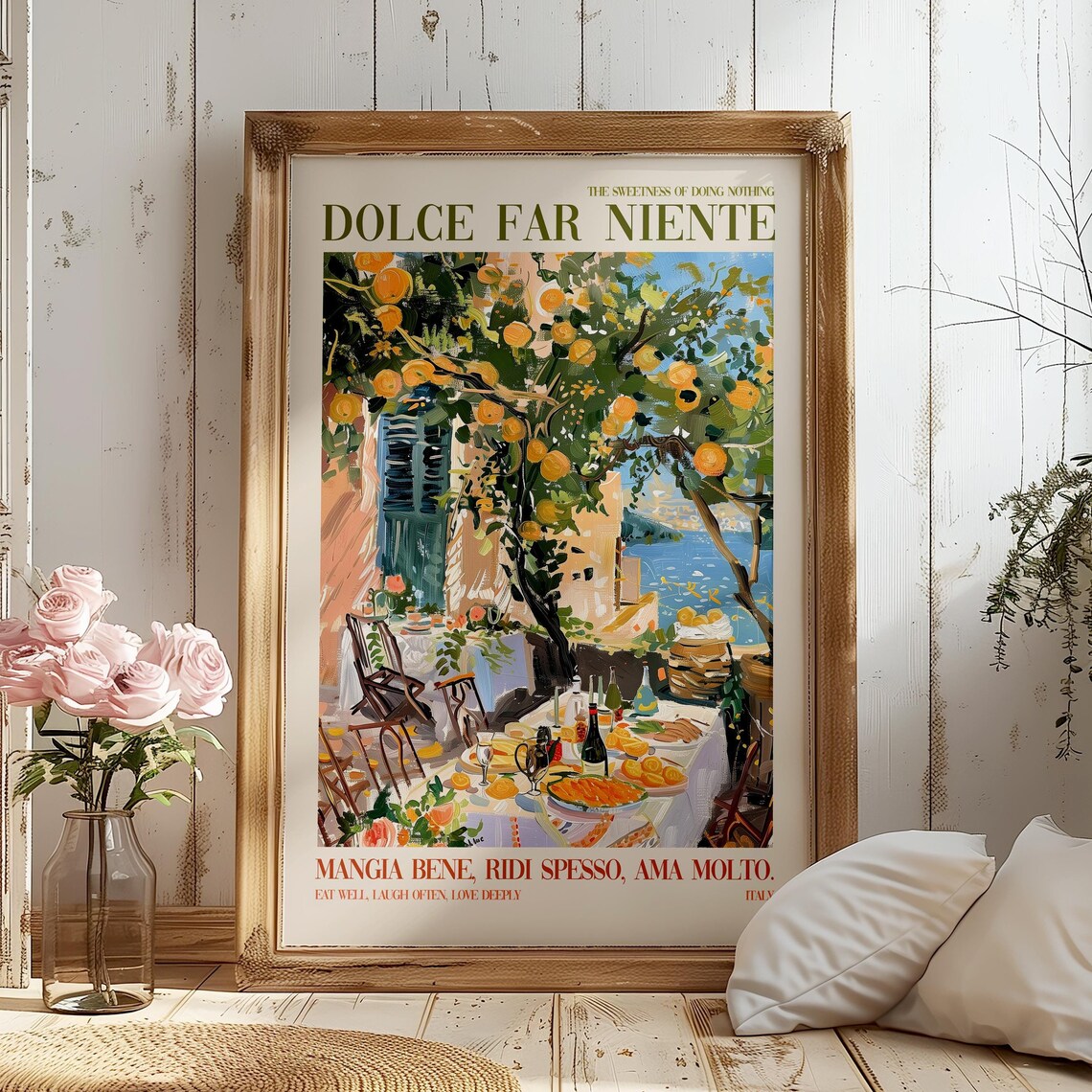 Italian Al Fresco Lover Quote Art Print, Kitchen Decor