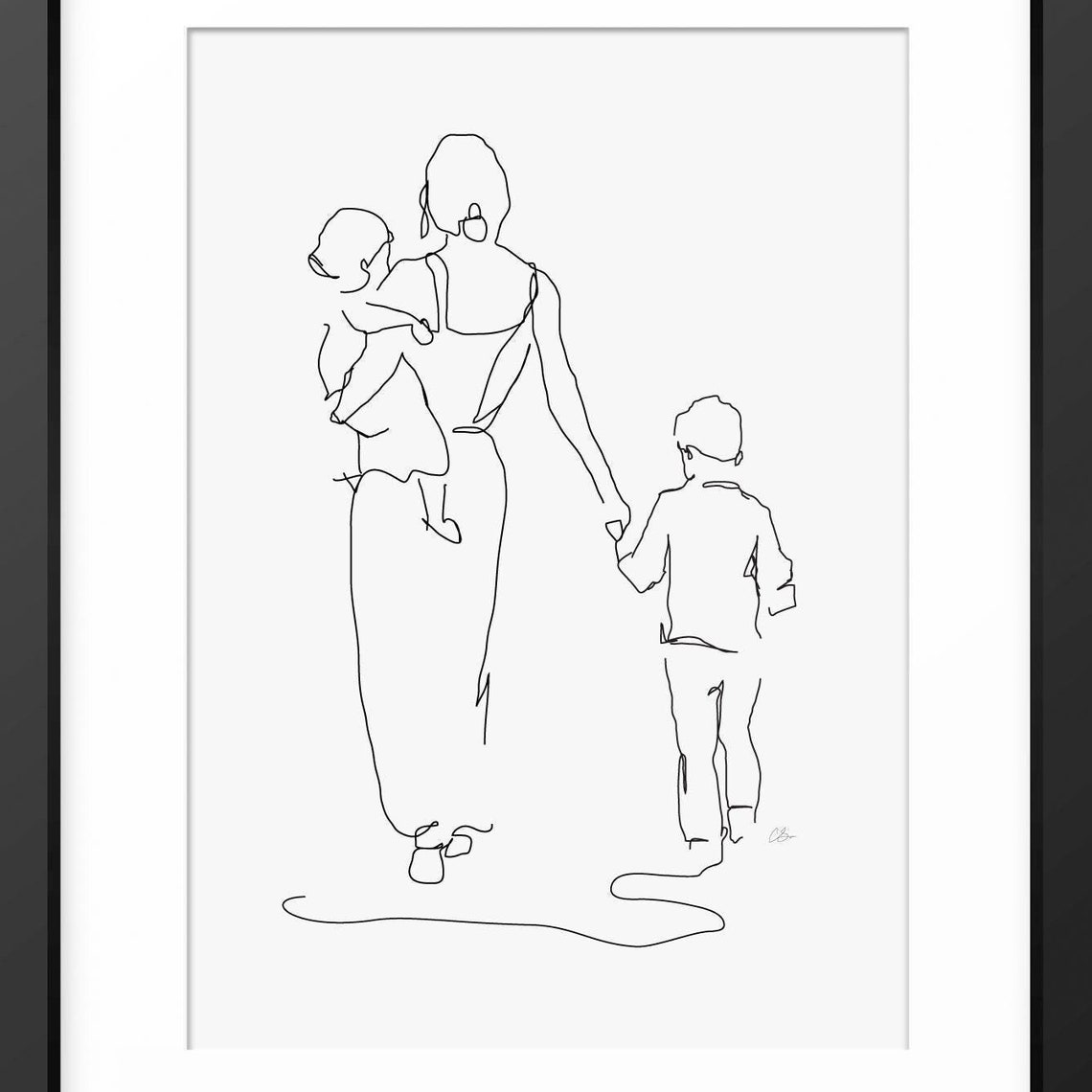 Mother And Children Print Line Art Family Print Line Drawing Gifts For Mom Mum Mothers Day Print Mother And Children Drawing Art