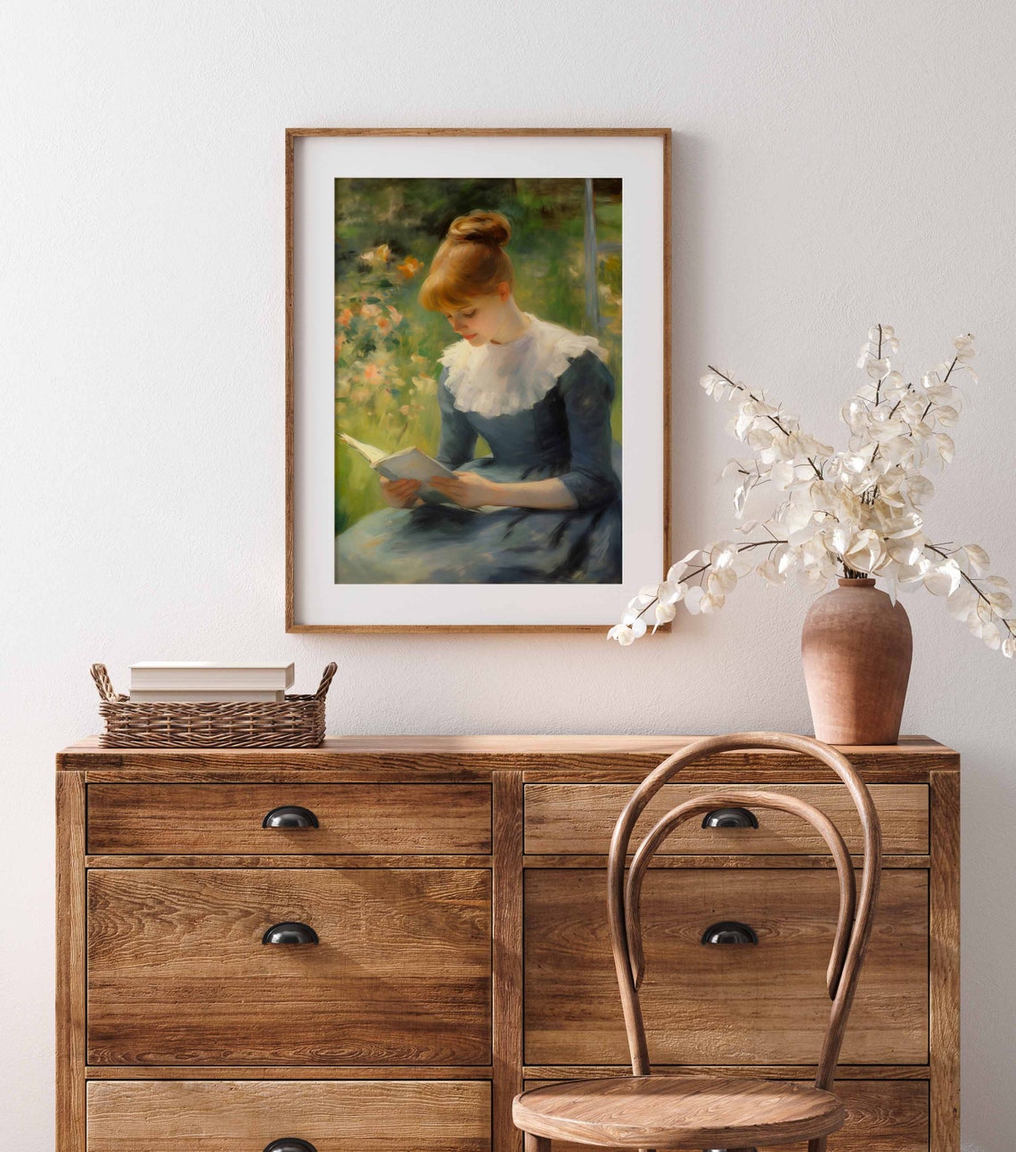 Girl Reading a Book in a Flower Garden Vintage Impressionist Poster - Image 3