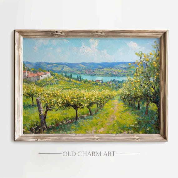 Spring Landscape Print Vintage Cottage Oil Painting Rustic Landscape Wall Art Farmhouse Art Poster Wa242