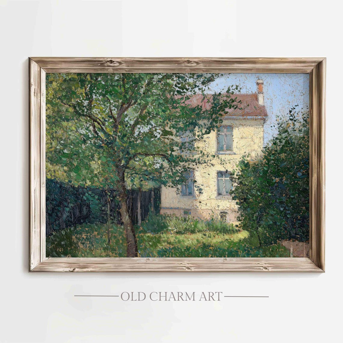 Cottage Garden Painting Vintage Cottage Oil Painting Farmhouse Wall Art Decor Spring Garden Art Print Wa269