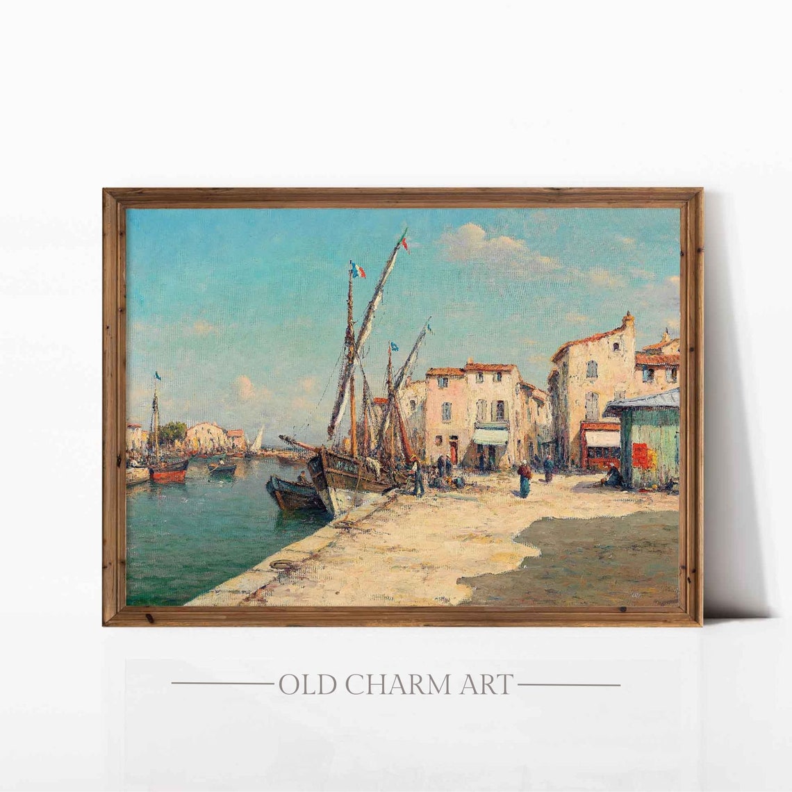 Vintage Seascape Painting Summer Coastal Print French Country Landscape Wall Art Farmhouse Art Poster Wa110