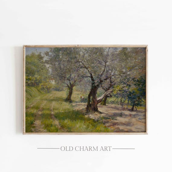 Olive Grove Painting Vintage Landscape Country Print Farmhouse Wall Decor Art Cottage Wall Art Wa277