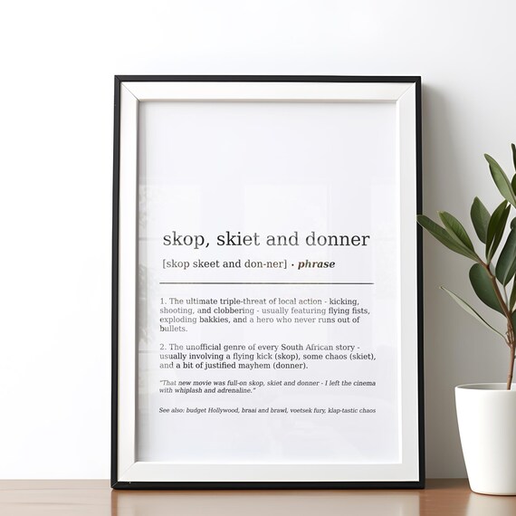 Skop Skiet and Donner South African Phrase Funny Definition Wall Art