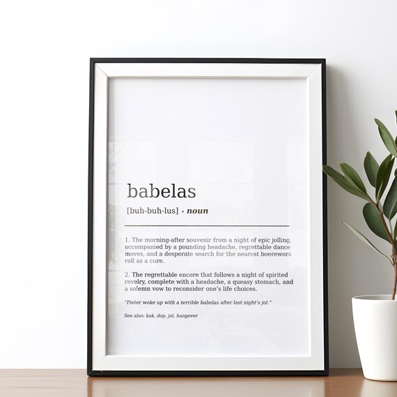 Babelas Dictionary Definition Poster, South African Slang