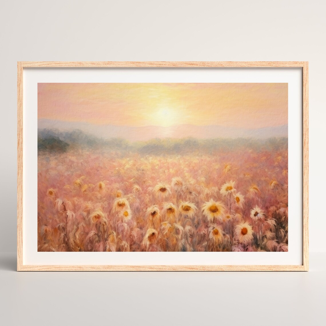 Flower Field Vintage Pastel Oil Painting Art Print - Image 2