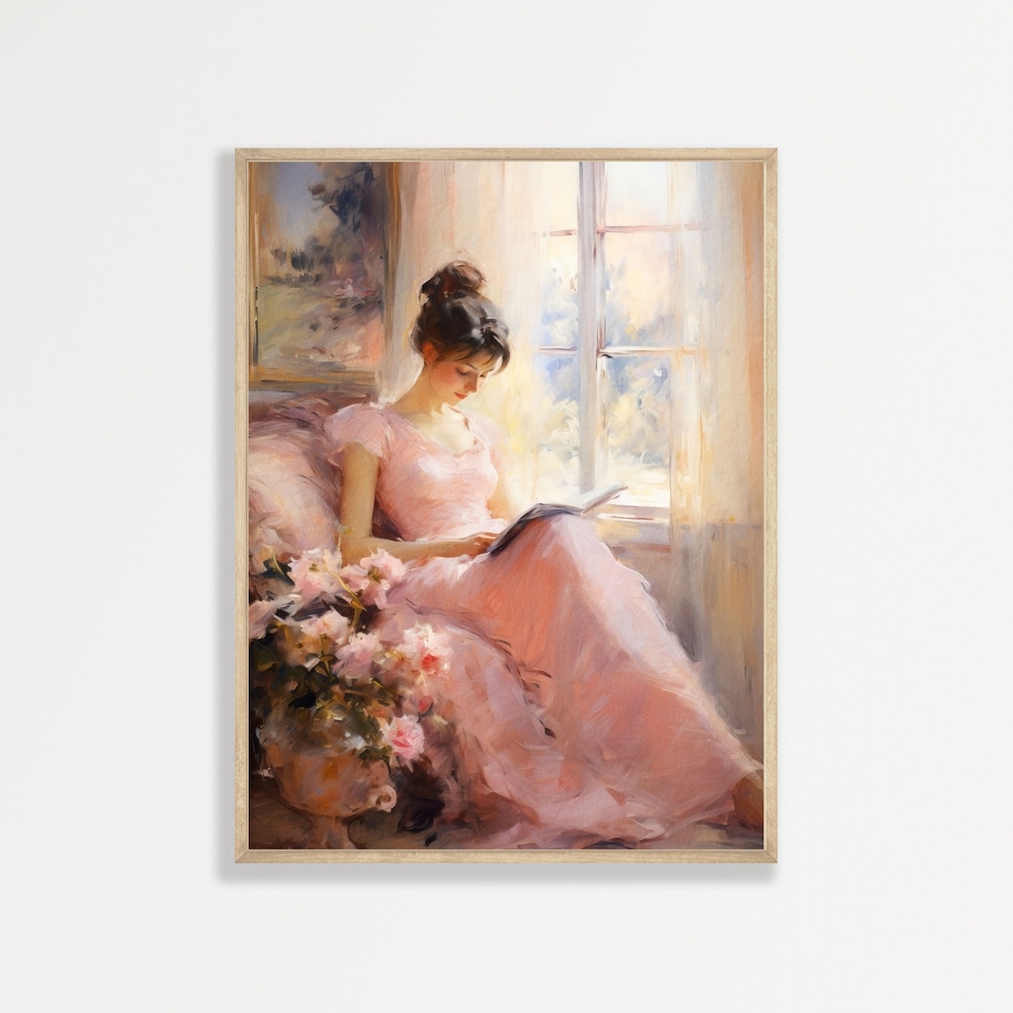 Reading Woman Retro Portrait Art Print, Vintage Style