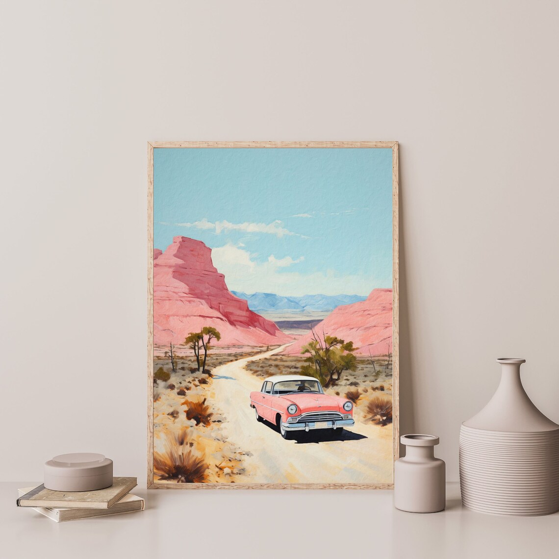 Western Retro Car Painting, Pastel Art Print - Image 3