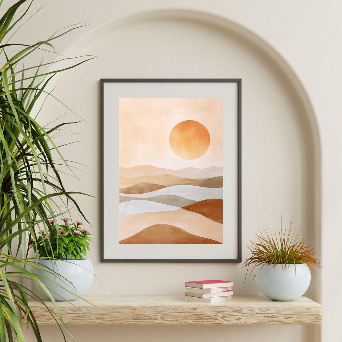 Neutral Desert Dunes Sun Minimalist Abstract Warm Beige Art Poster - Image 2