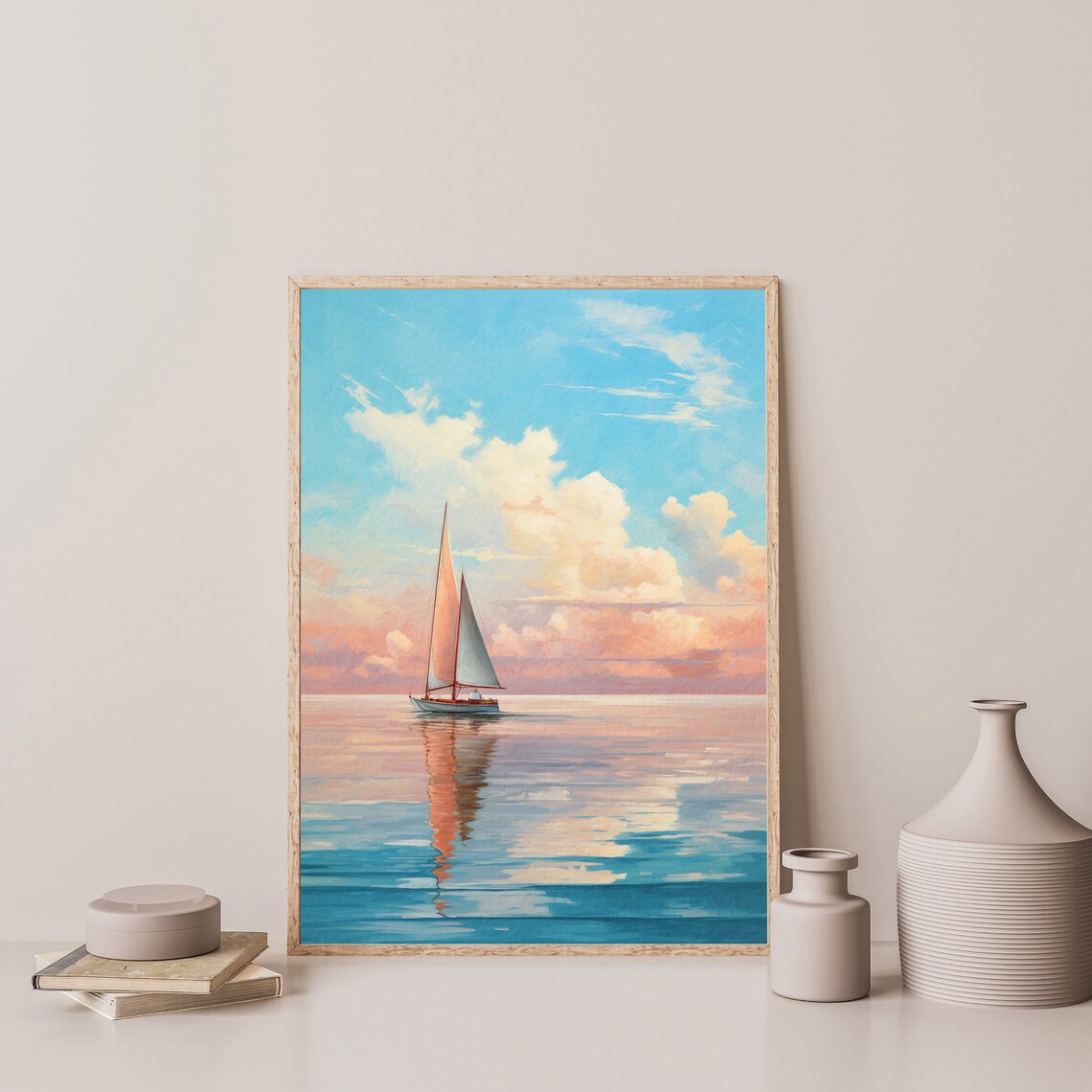 Retro Sailboat Print Vintage Coastal Wall Art Antique Nautical Art Print Ocean Beachy Seascape Wall Decor P 671 - Image 3