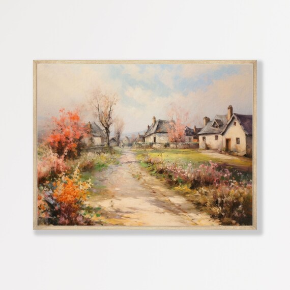 Vintage Countryside Landscape Painting Art Print