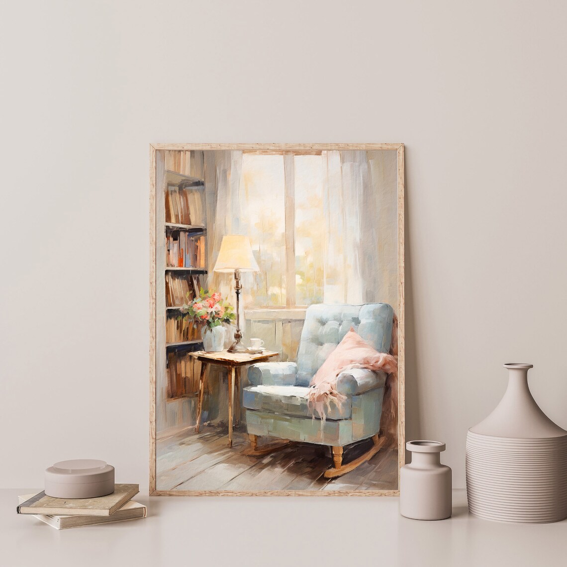 Vintage Still Life Painting Art Print, Retro Living Room - Image 3