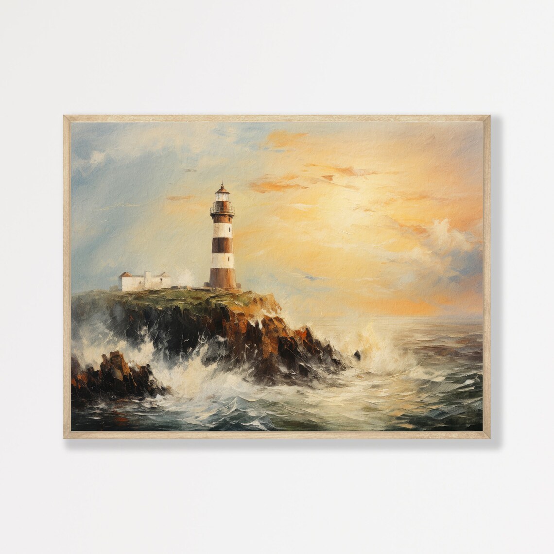Lighthouse Vintage Seascape, Coastal Art Print