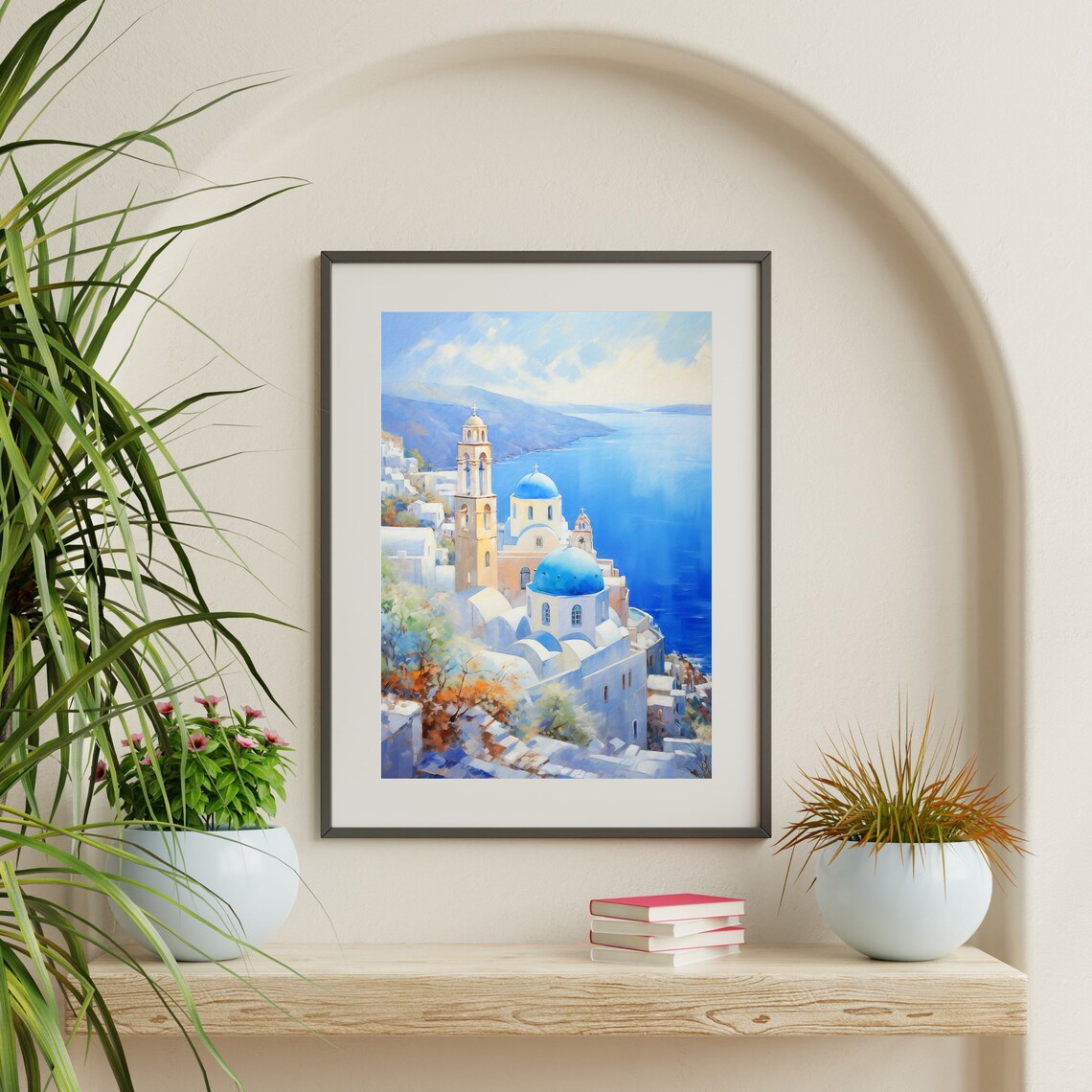 Santorini Retro Greece Coastal Summer Travel Poster - Image 2