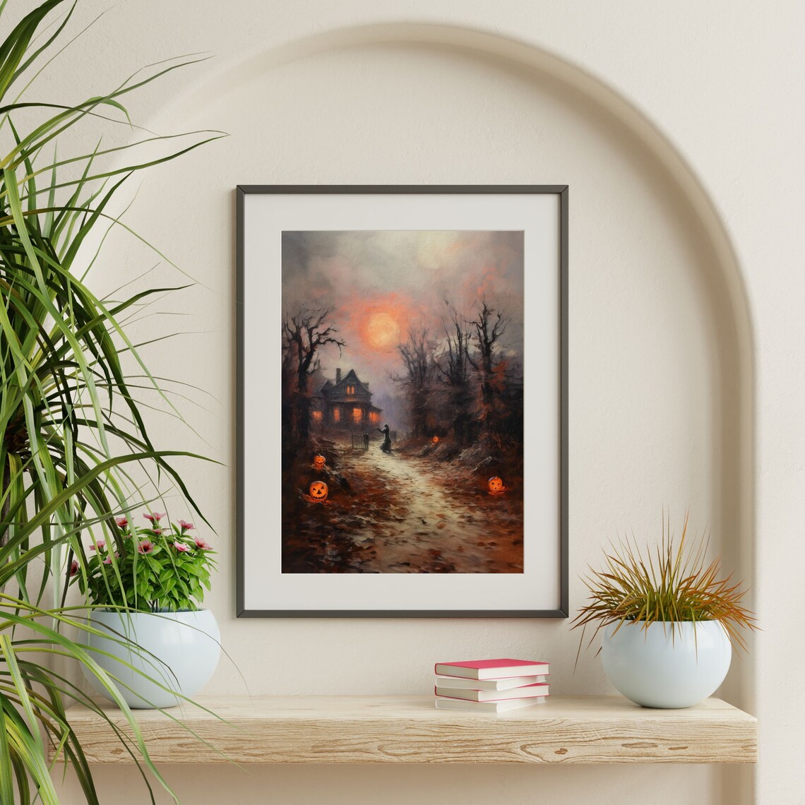 Halloween Landscape Painting, Retro Dark Academia Art Print - Image 3