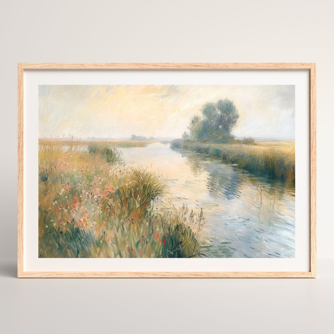 Muted Countryside Painting Retro Farmhouse Minimal Wall Art Rustic Mid Century Decor Vintage Country Art Print P 508 - Image 2