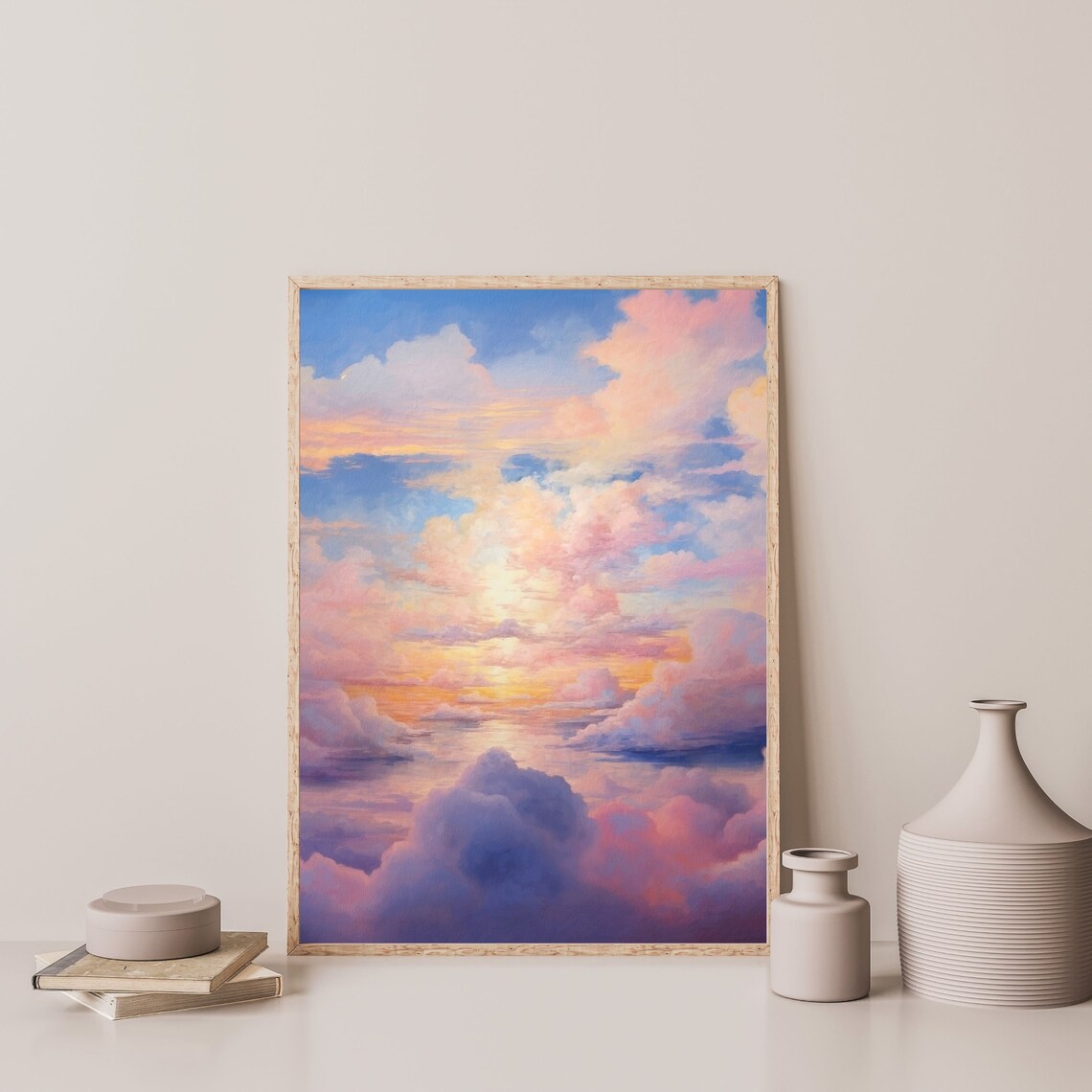 Pink Sky Print, Retro Preppy Room Decor Art Print - Image 3