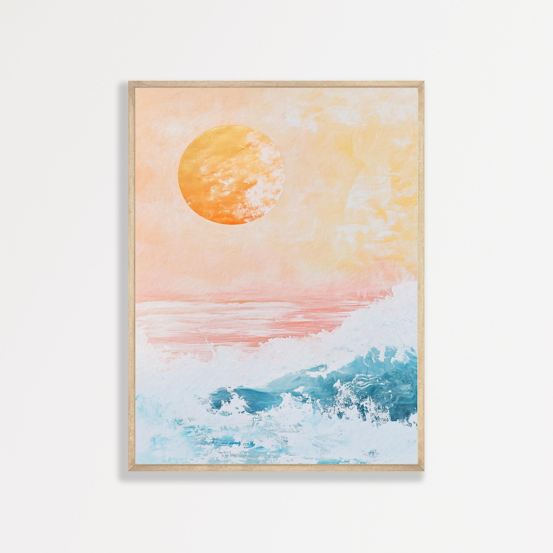 Sun and Waves Retro Abstract Coastal Landscape Art Print