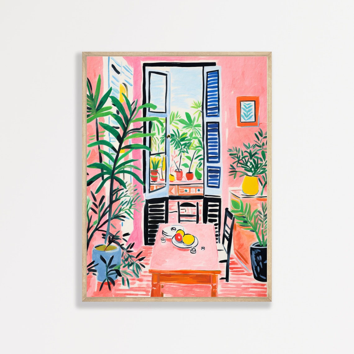 Pink Interior Painting Retro Still Life Matisse Style Wall Art Maximalist Modern Home Decor Kitchen Bathroom Bedroom Print P 386