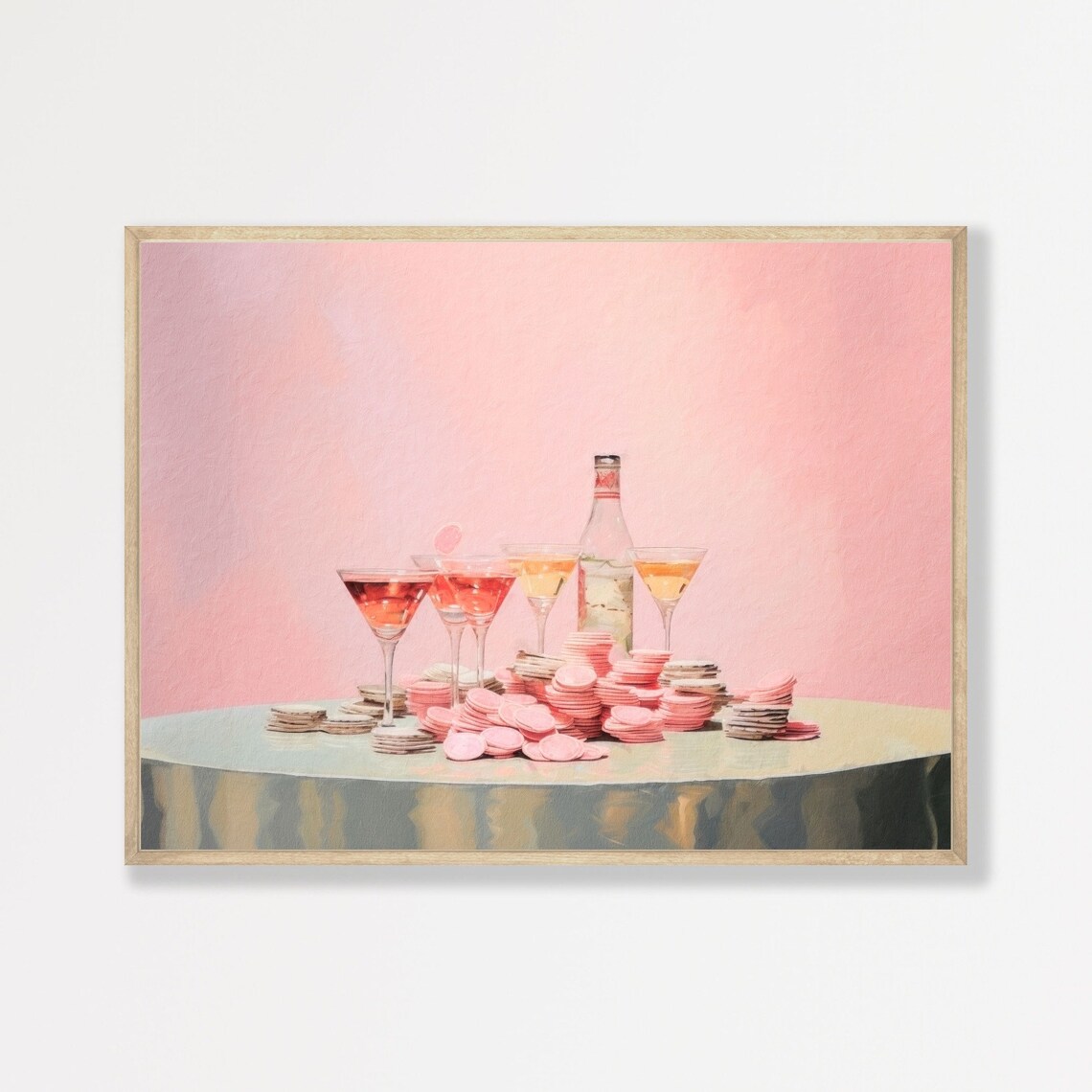 Cocktails And Poker Retro Poster, Girly Decor