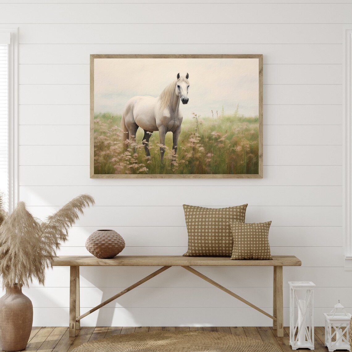 White Horse Countryside Vintage Art Print, Farmhouse - Image 3