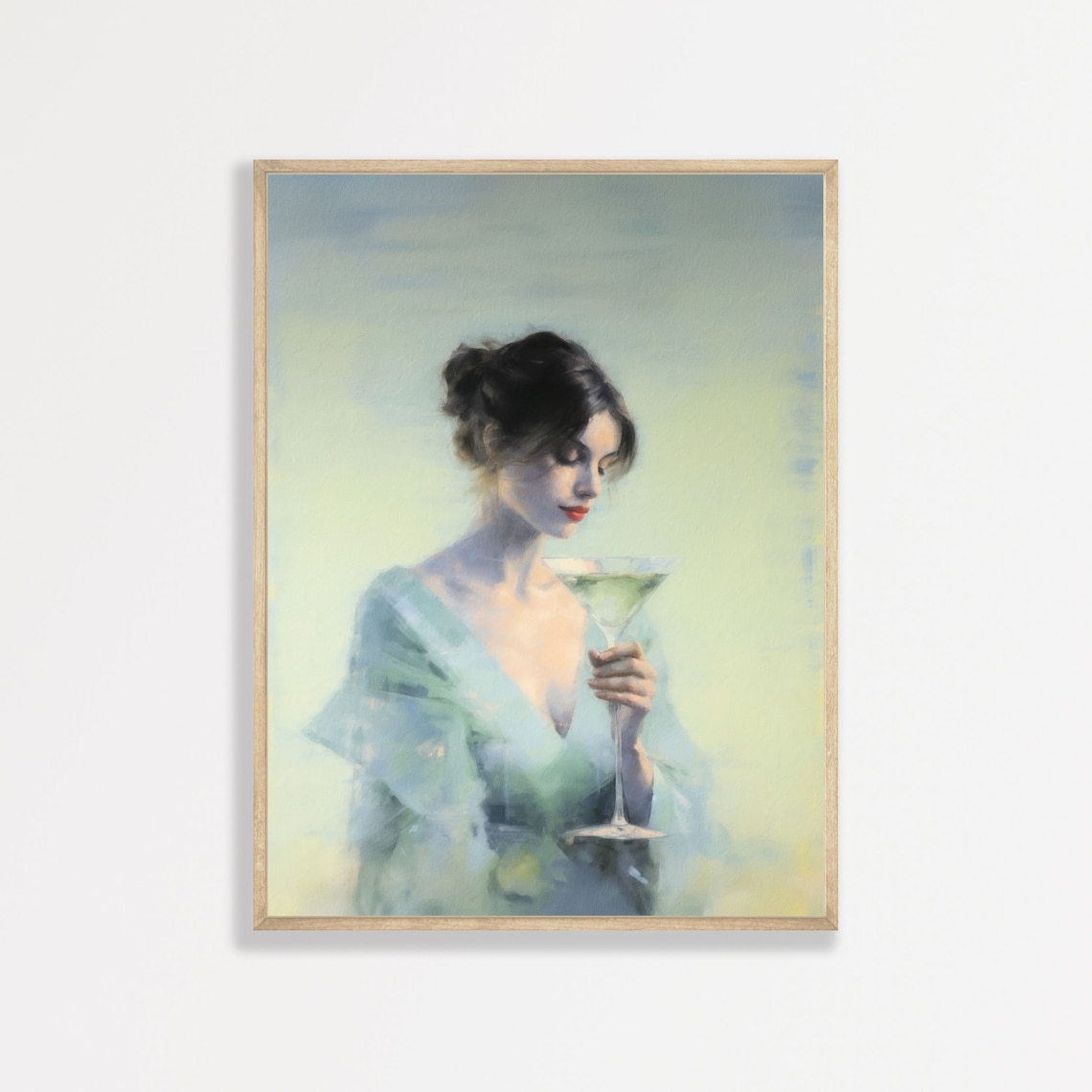 Retro Cocktail Woman Portrait, Vintage Art Print