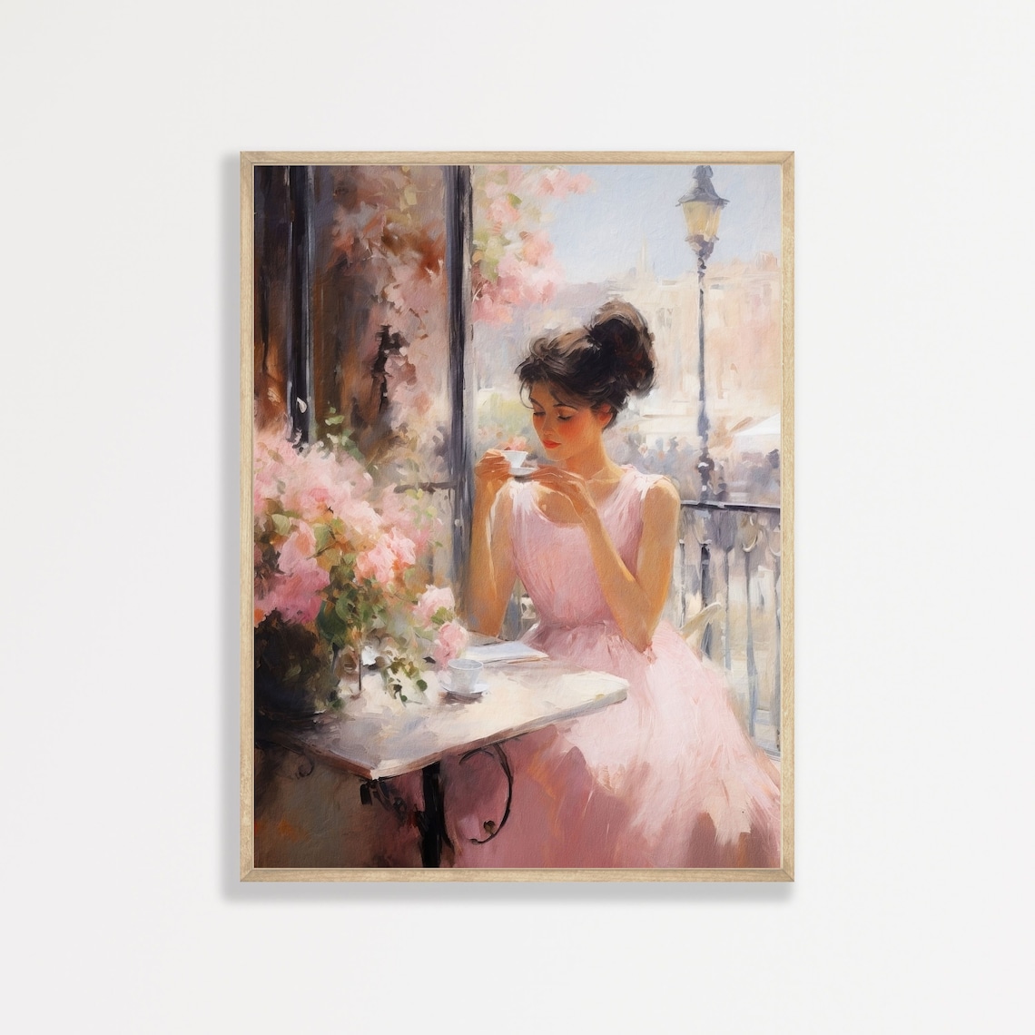 Retro Paris Cafe Portrait, Vintage Decor Art Print