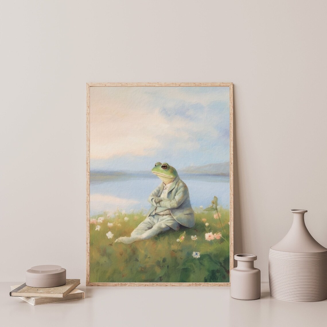 Retro Frog Oil-Painting-Style Art Print, Nursery - Image 3