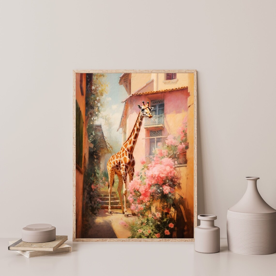 Retro Giraffe Oil-Painting Poster, Nursery Decor - Image 3
