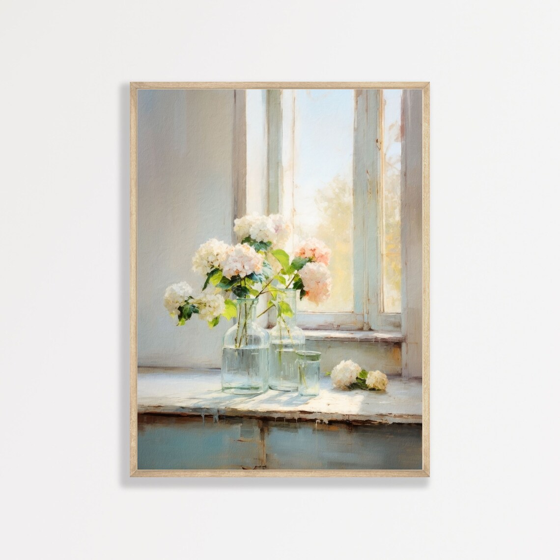 Hydrangea Flower Painting, Retro Botanical Art Print