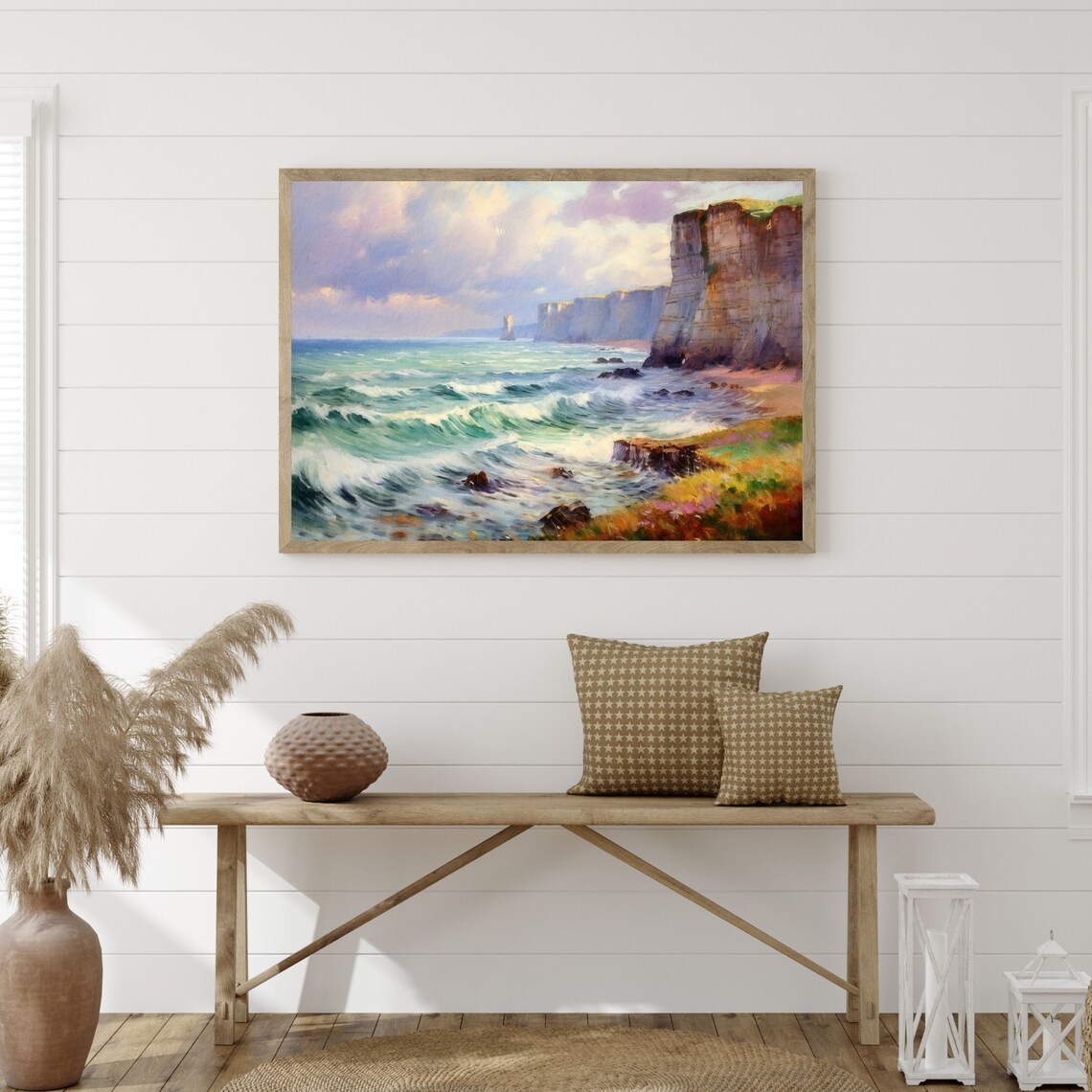 Coastal Cliffs Retro Seascape Art Print, Vintage - Image 3