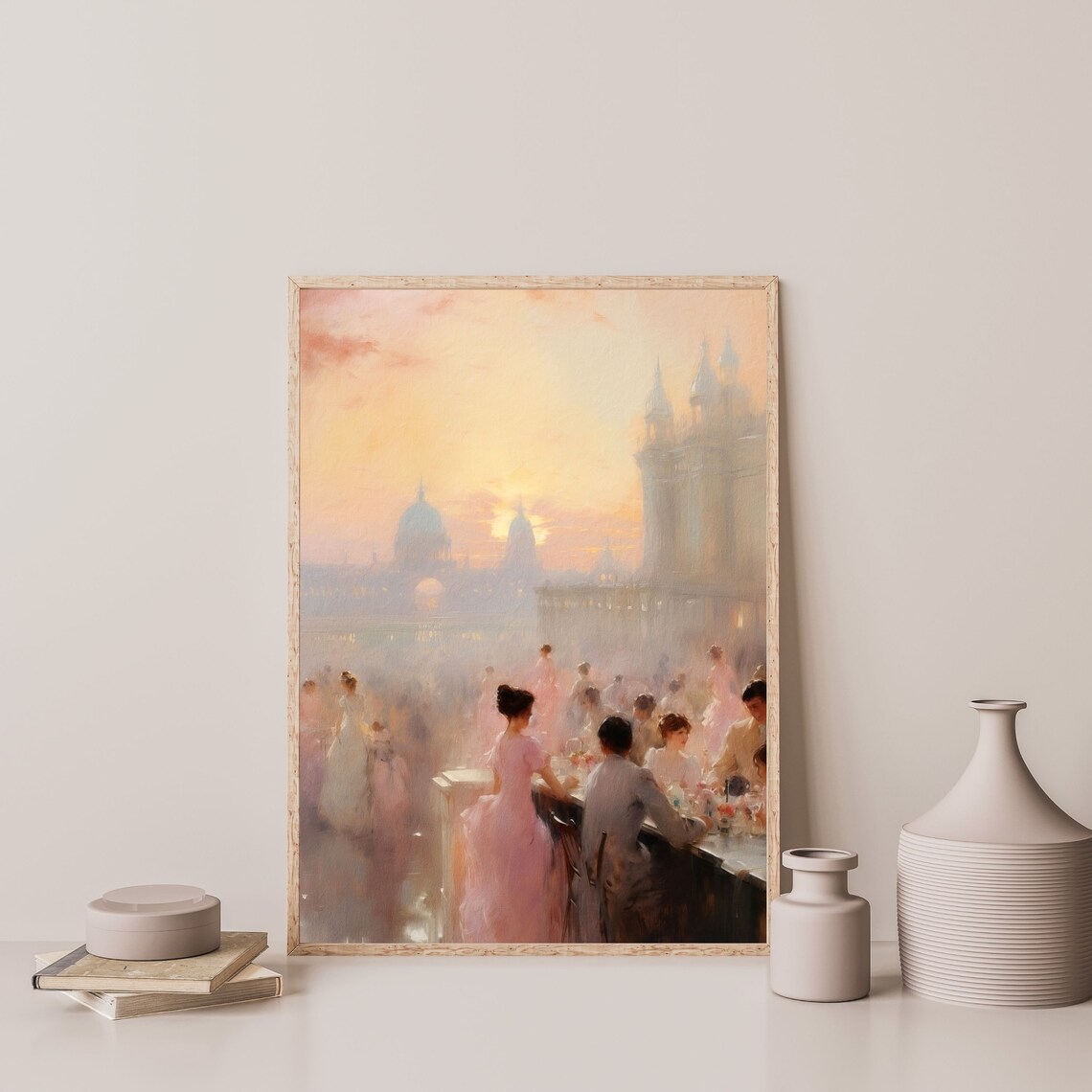 Rooftop Party Retro Vintage Pastel Art Print - Image 3