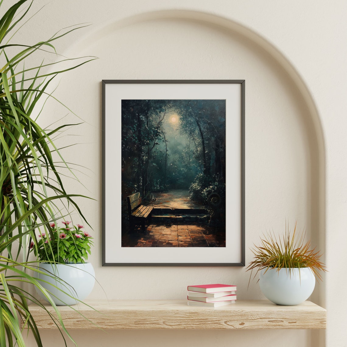 Moonlight Painting Moody Vintage Aesthetic Wall Art Dark Academia Home Decor Antique Dark Cottagecore Wall Print P 434 - Image 2