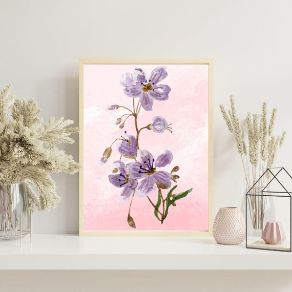 Purple Watercolor Floral Print Botanical Wall Art