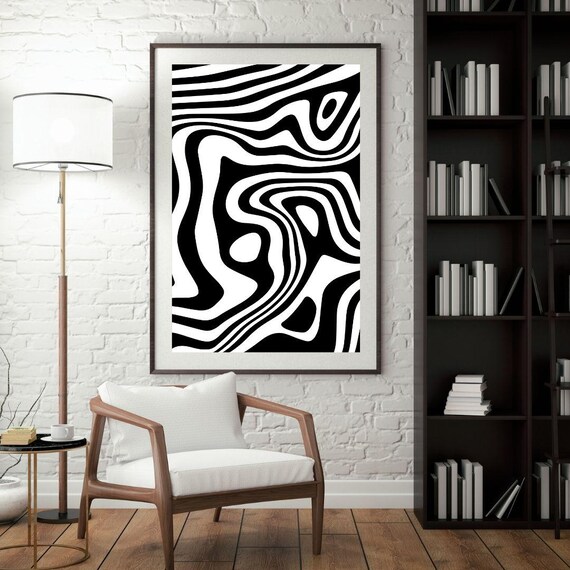 Minimalist Line Art Print Black And White Scandinavian Wall Decor