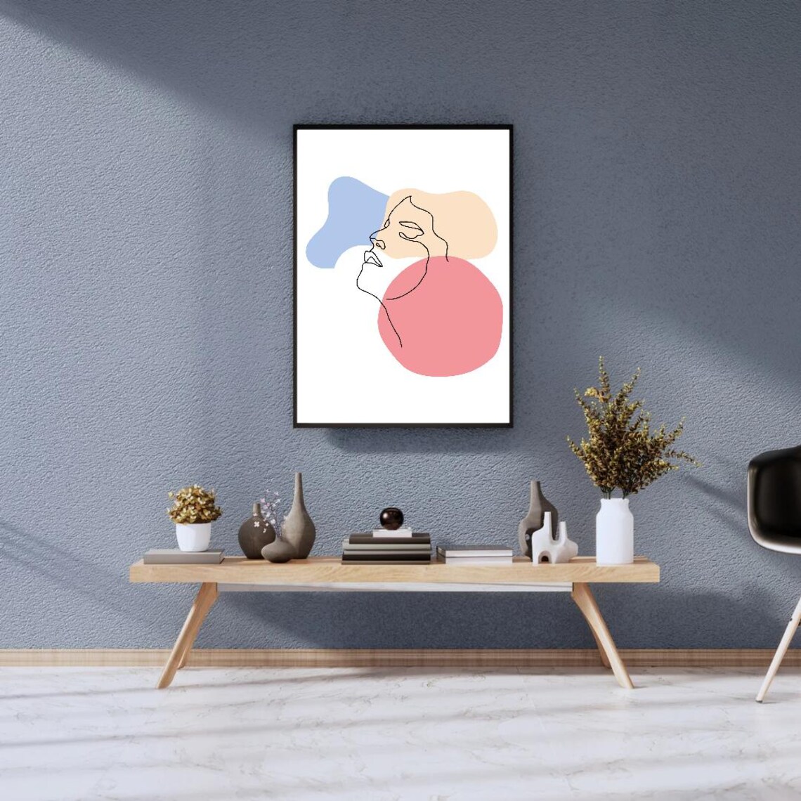 Minimalist Woman Line Silhouette Pastel Abstract Modern Art Poster