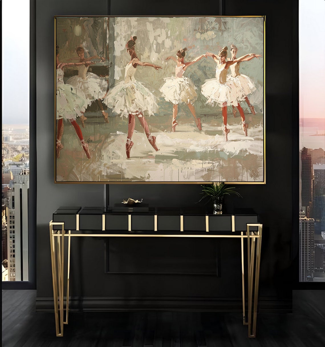 Ballerinas in White Tutus Impressionist Dance Studio Painting Poster - Image 2