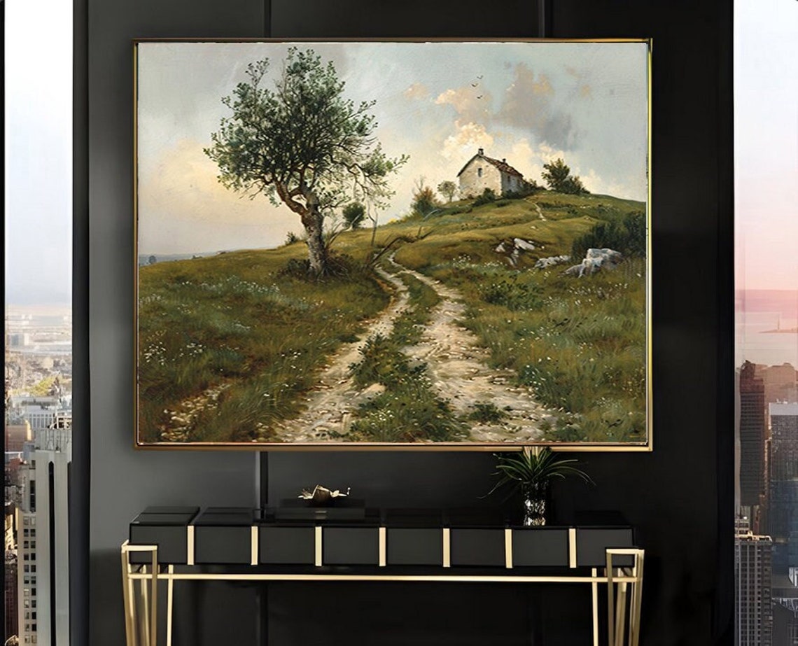 Farmhouse Art L Rustic Animal Painting Rustic English Cottage Art L Dining Room Decor L Farmland House Painting L 023