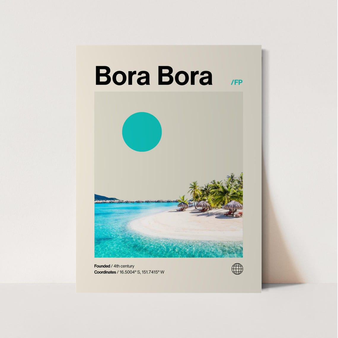 Bora Bora French Polynesia Island Beach Minimalist Travel Poster