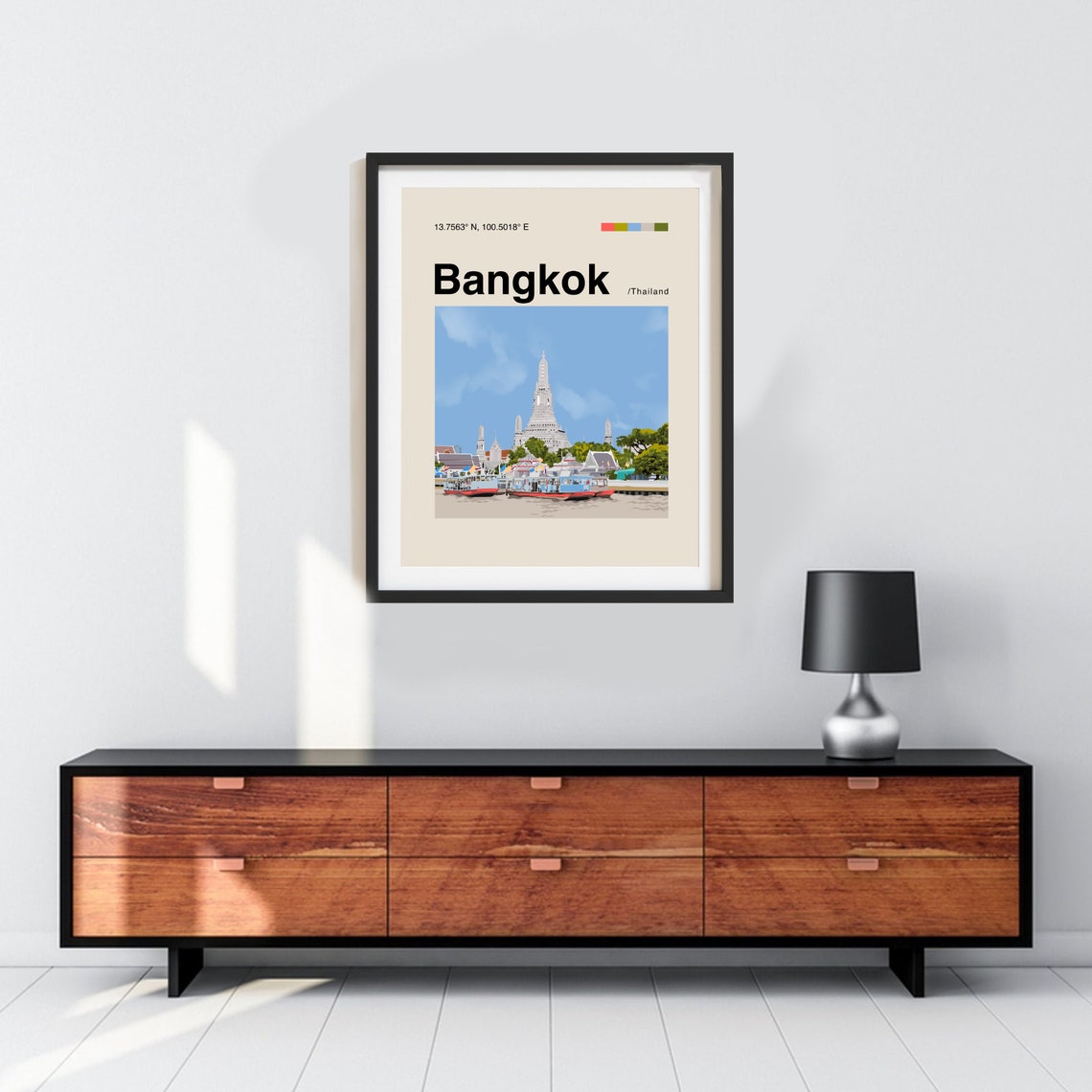 Bangkok Poster Minimalist Helvetica Mid Century Modern Bangkok Travel Print Thailand Poster Bangkok Wall Art Bangkok Thailand Print - Image 3